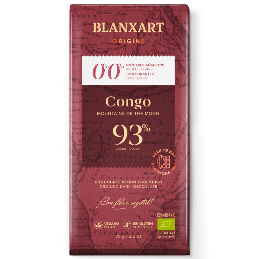 Горький шоколад без глютена 93% Конго без сахара Органик Blanxart, 75г горький шоколад без глютена 93% конго без сахара органик blanxart, 75г - blanxart 77