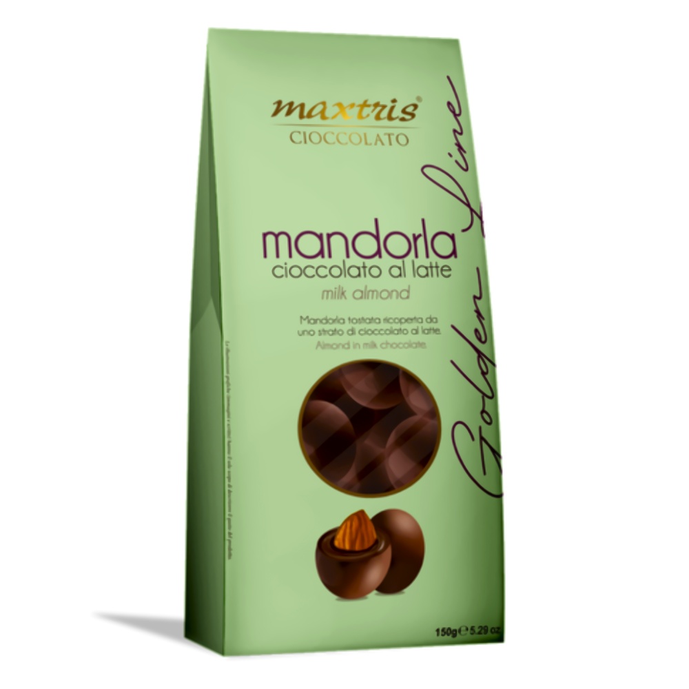 Миндаль в молочном шоколаде Le Mandorle Golden Line Maxtris, 150г миндаль в белом и темном шоколаде черно-белое maxtris, 1 кг - confetti maxtris 88