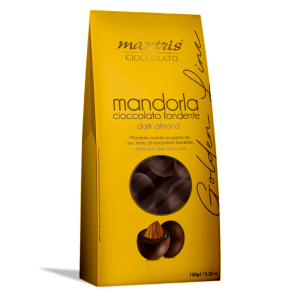 Миндаль в темном шоколаде Le Mandorle Golden Line Maxtris, 150г миндаль в белом и темном шоколаде черно-белое maxtris, 1 кг - confetti maxtris 89