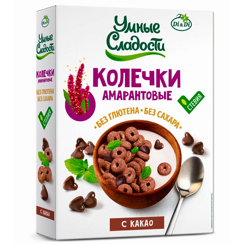 колечки амарантовые умные сладости земляничные без сахара и глютена, 150г - di&di 79