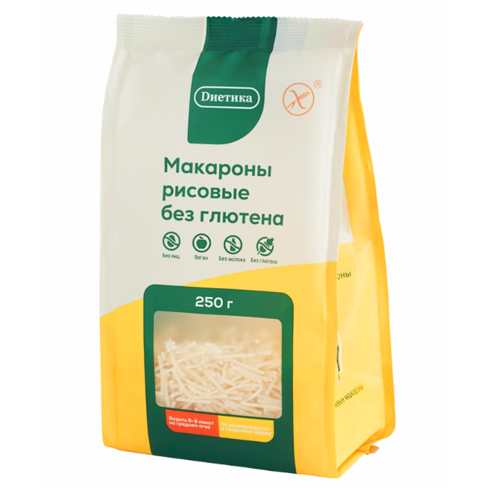 Макароны без глютена Вермишель рисовая Диетика, 250г макароны без глютена вермишель кукурузная диетика, 300г - диетика 80