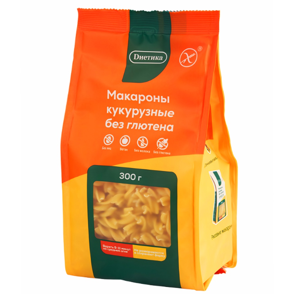 Макароны без глютена Спираль кукурузные Диетика, 300г макароны без глютена спираль кукурузные диетика, 300г - диетика 81