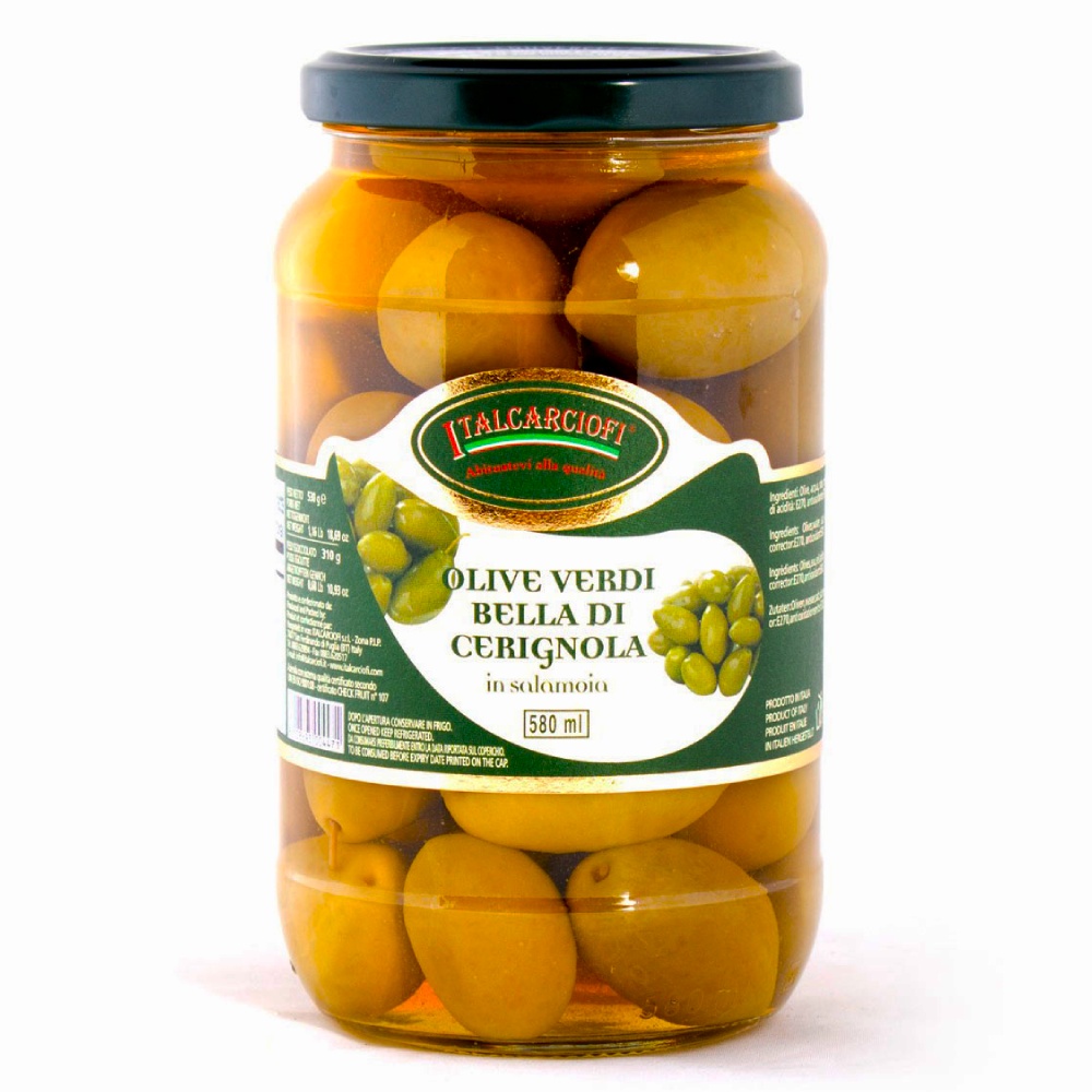 оливки зеленые castelvetrano (ноччелара) с косточкой в рассоле italcarciofi италия, 314 мл - italcarciofi 78
