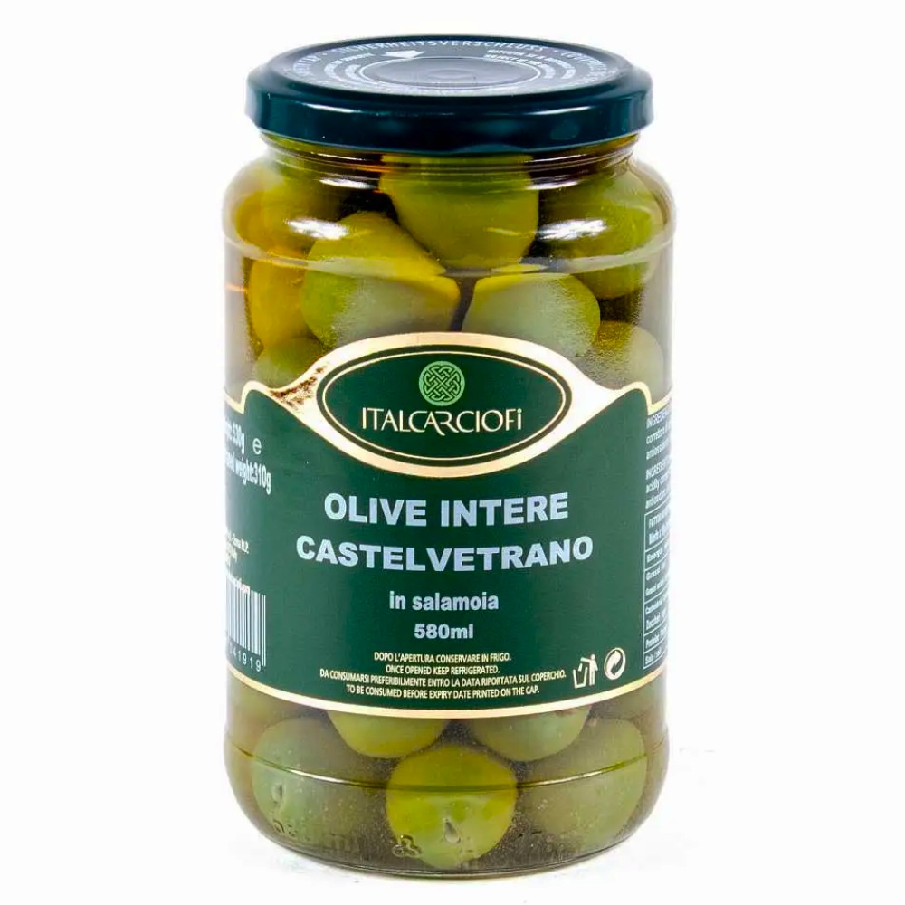 оливки зеленые castelvetrano (ноччелара) с косточкой в рассоле italcarciofi италия, 314 мл - italcarciofi 80