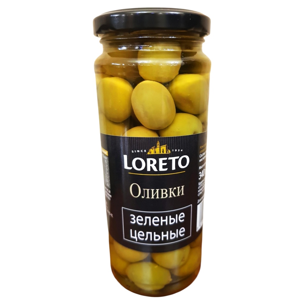Оливки зеленые Loreto с косточкой Испания, 340г оливки зеленые loreto без косточек испания, 330г - angel camacho 78