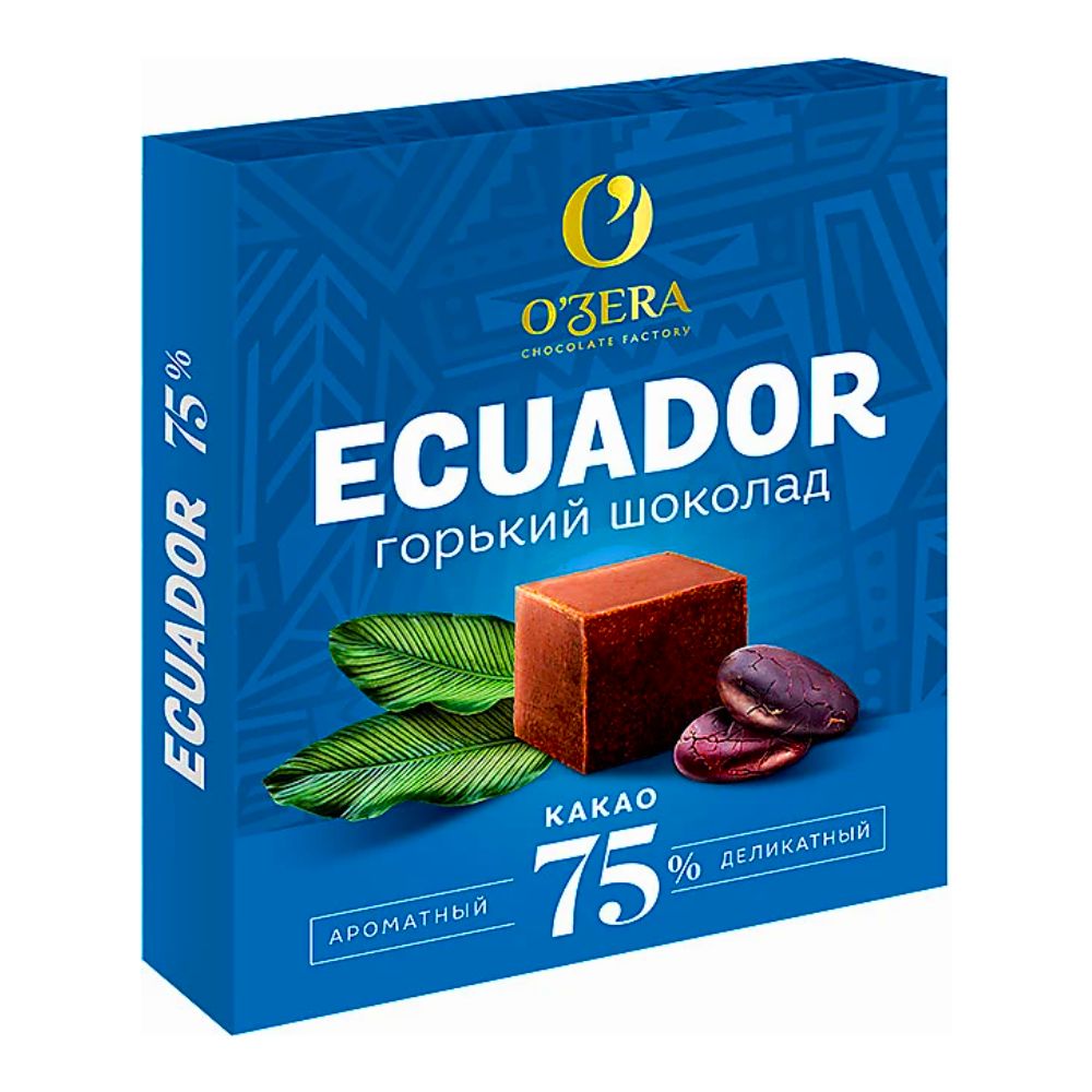 Горький шоколад OZera Ecuador 75% какао, 90 гр.