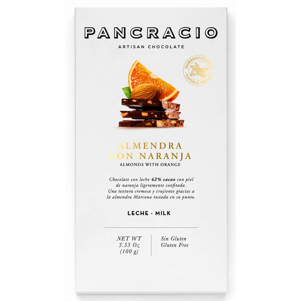 Молочный шоколад без глютена 42% с миндалем и апельсином Pancracio, 100г темный шоколад без глютена 64% с лимоном, лаймом и ароматом мяты pancracio, 100г - pancracio 88