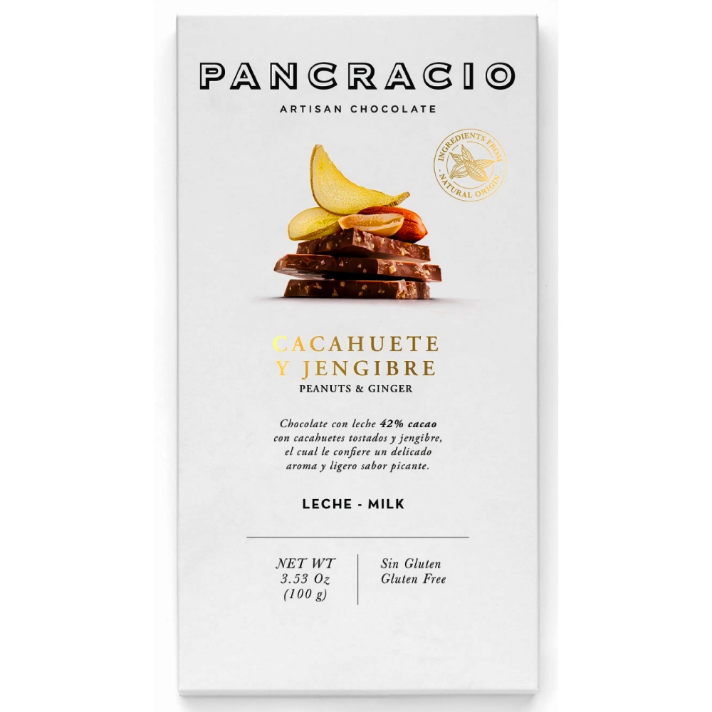 Молочный шоколад без глютена 42% с арахисом и имбирем Pancracio, 100г темный шоколад без глютена 64% с лимоном, лаймом и ароматом мяты pancracio, 100г - pancracio 89