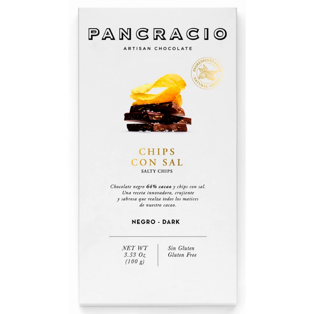 Темный шоколад без глютена 64% с солеными чипсами Pancracio, 100г темный шоколад без глютена 64% с лимоном, лаймом и ароматом мяты pancracio, 100г - pancracio 86