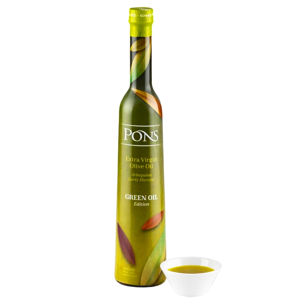 Оливковое масло Pons из зеленых оливок Green Oil EVOO Арбекина Испания, 500 мл оливковое масло pons с черным трюфелем extra virgin испания, 125 мл - pons 81