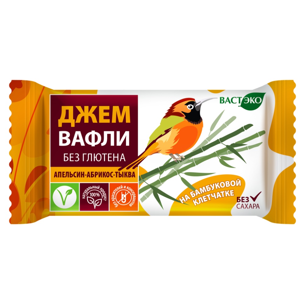 Вафли без глютена с апельсином, абрикосом и тыквой без сахара Вастэко, 21г вафли без глютена с апельсином, абрикосом и тыквой без сахара вастэко, 21г - вастэко 88