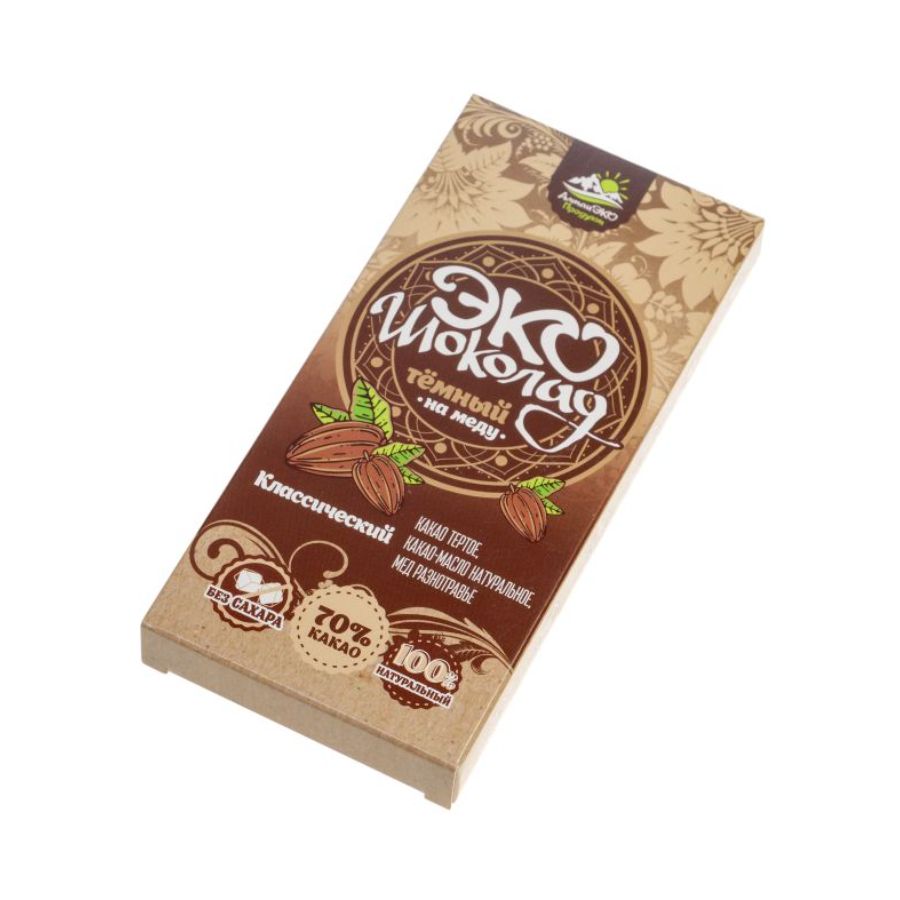 Натуральный шоколад на меду 70% какао Классический АлтайЭкоПродукт, 75 гр