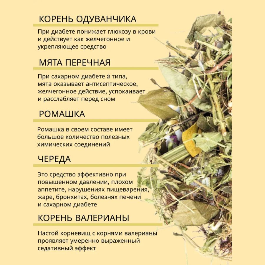 Травяной чай (Сбор) Кавказа № 2 Травы при диабете Чаи Кавказа, 150 гр