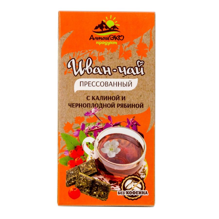 Иван-чай с калиной и черноплодной рябиной, прессованный, АлтайЭкоПродукт, 50 гр