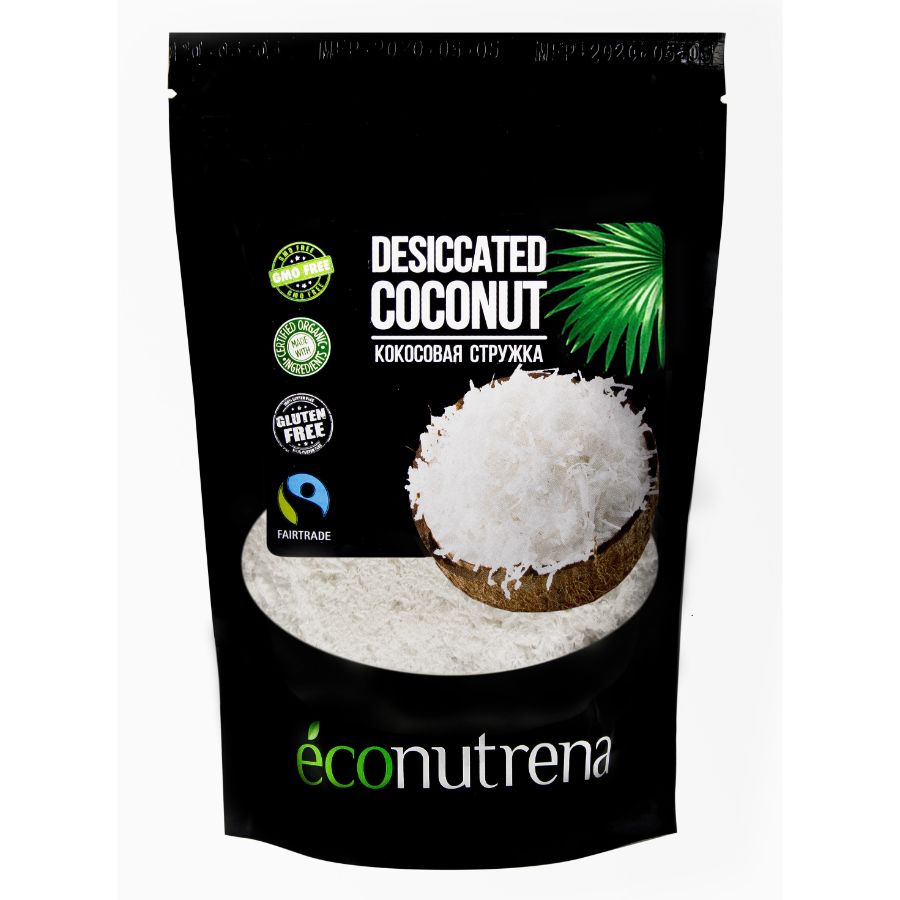 Кокосовая стружка Econutrena, высокой жирности 65%, 150 гр