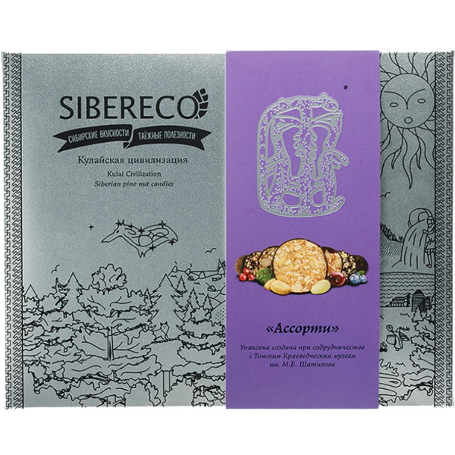 Конфеты кедровые Кулайская цивилизация ассорти SIBERECO, 100 гр