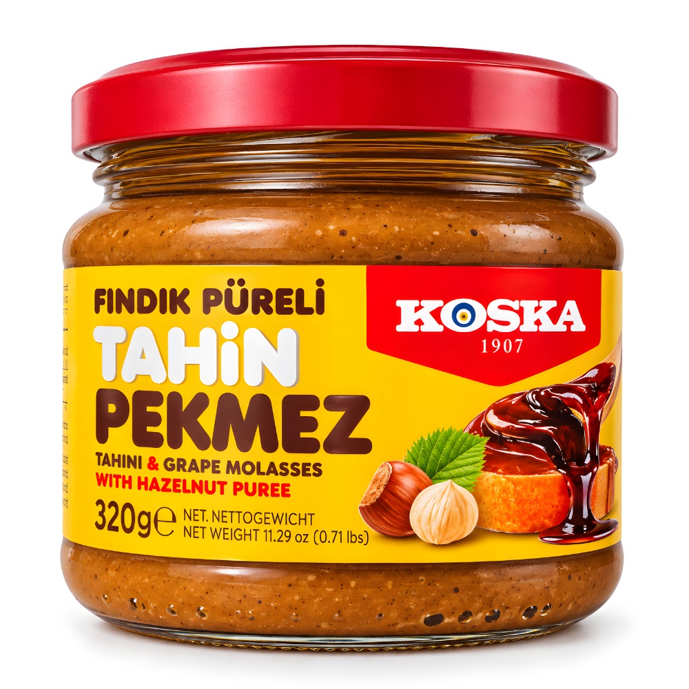 Тахини (кунжутная паста) с виноградным пекмезом и фундуком Турция Koska, 320г Тахини (кунжутная паста) с виноградным пекмезом и фундуком Турция Koska, 320г