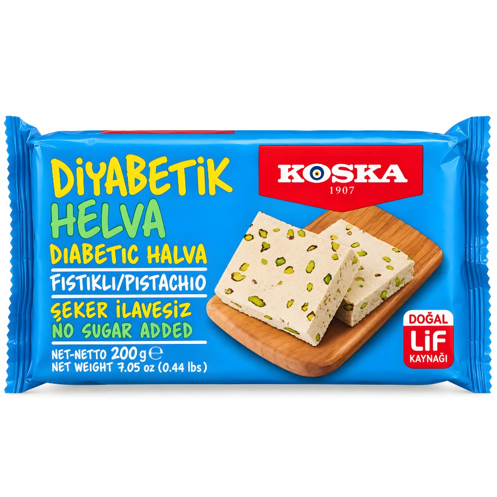 Тахинная (кунжутная) халва без сахара с фисташками Турция Koska, 200г