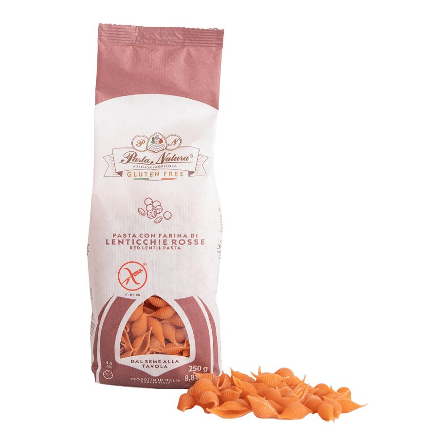 Макароны без глютена из красной чечевицы Конкилье Pasta Natura, 250 гр