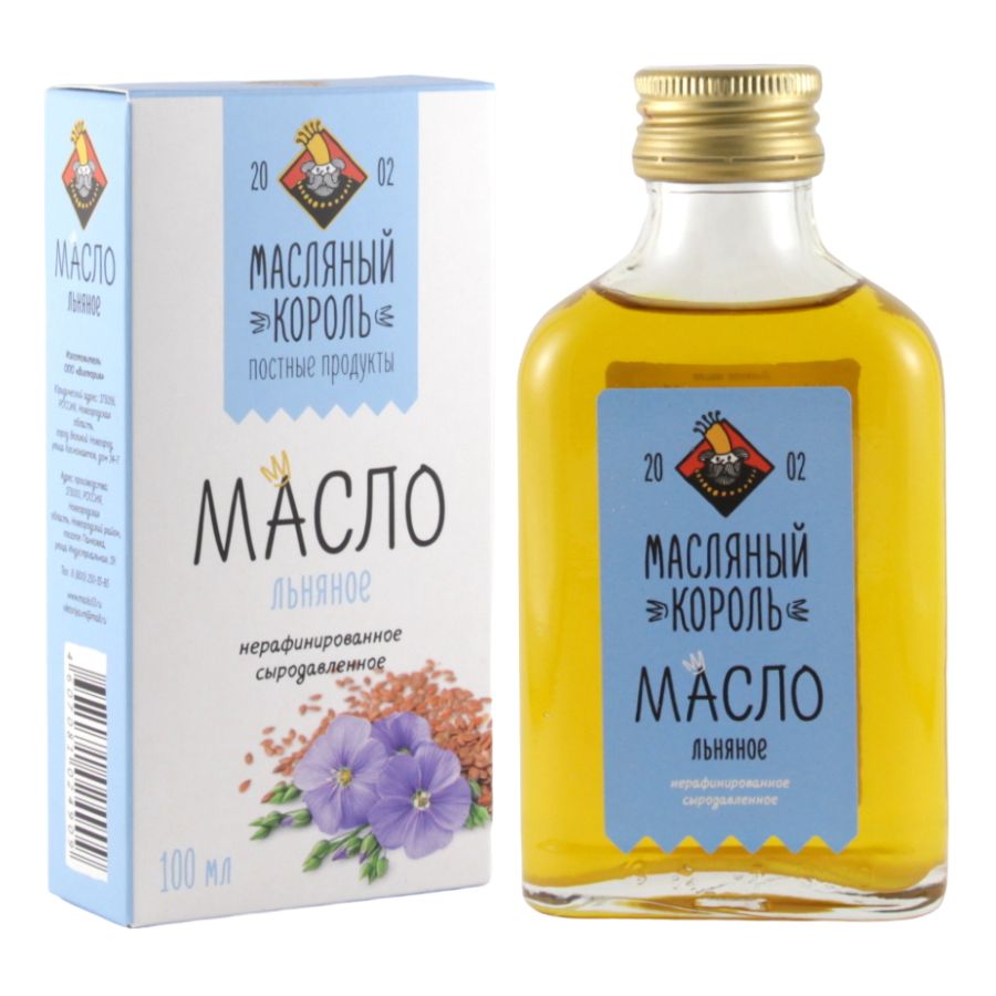 Масло Льняное сыродавленное Масляный Король, 100 мл