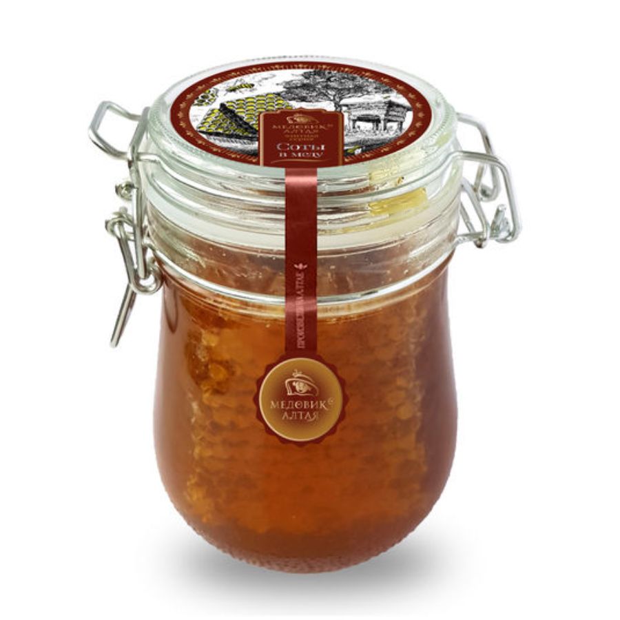 Натуральный мёд Соты в меду Медовик Алтая, элитная серия, 600 гр