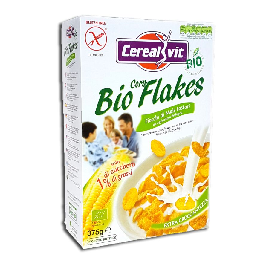 Экстра хрустящие кукурузные хлопья без глютена с рисовым сиропом Cerealvit, 375 гр