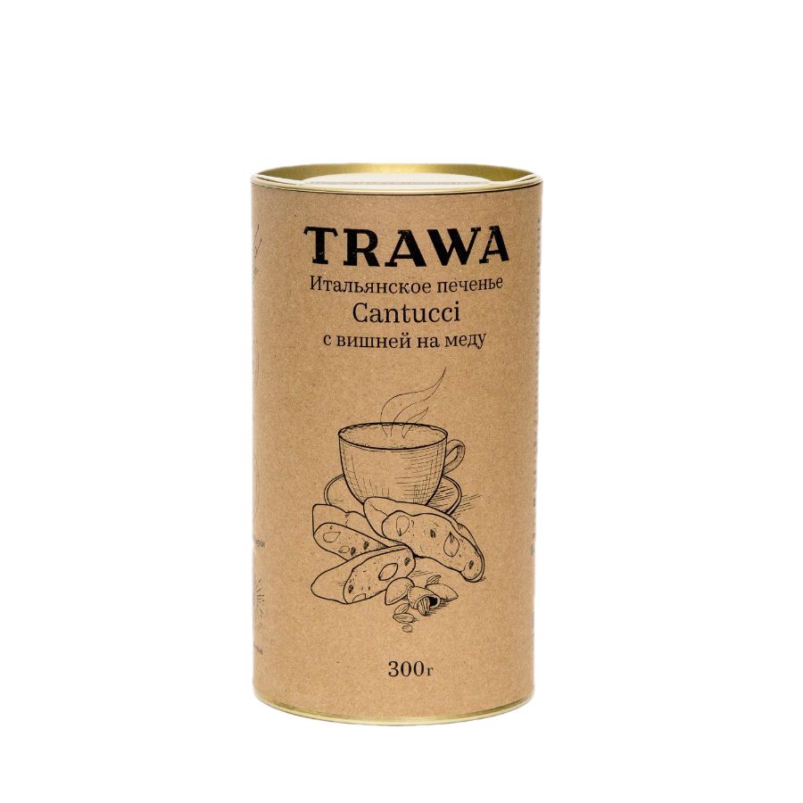 Печенье кантуччи TRAWA с вишней на меду, 300 гр