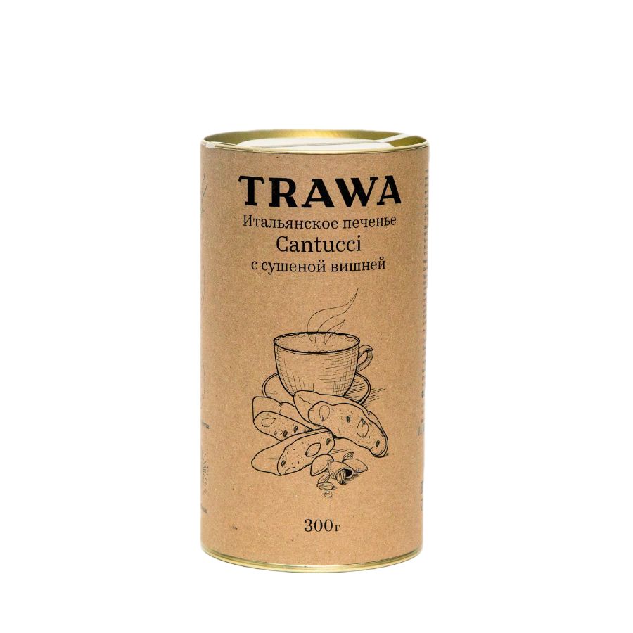 Печенье кантуччи TRAWA с сушеной теменой вишней, 300 гр