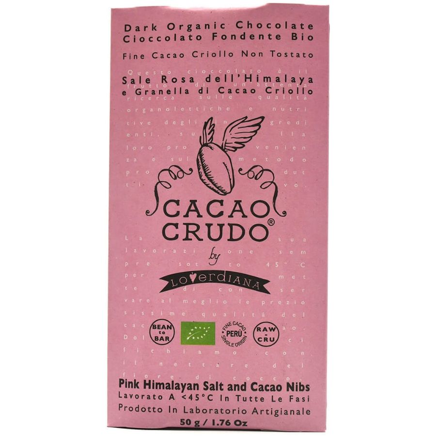 Органический шоколад Премиум из необжаренных какао-бобов с Гималайской солью Cacao Crudo, 50 гр