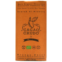 Органический шоколад Премиум из необжаренных какао-бобов с цедрой Апельсина Cacao Crudo, 50 гр