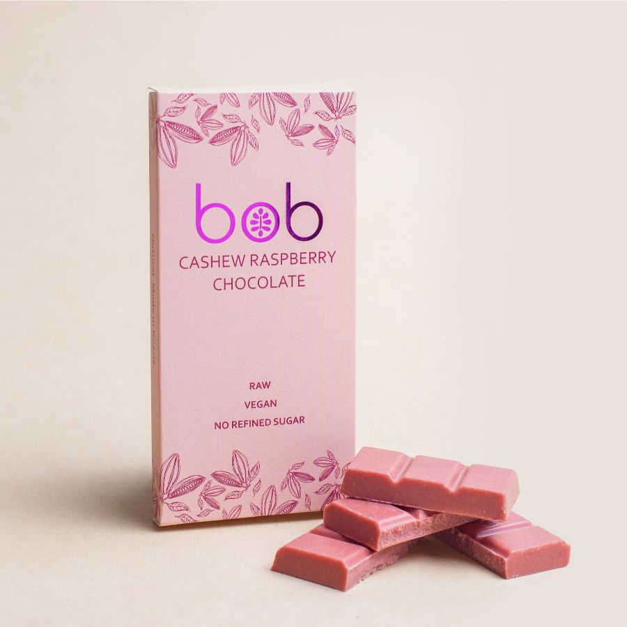Малиновый шоколад натуральный на кешью и зеленой гречке, Rawbob, 50 гр