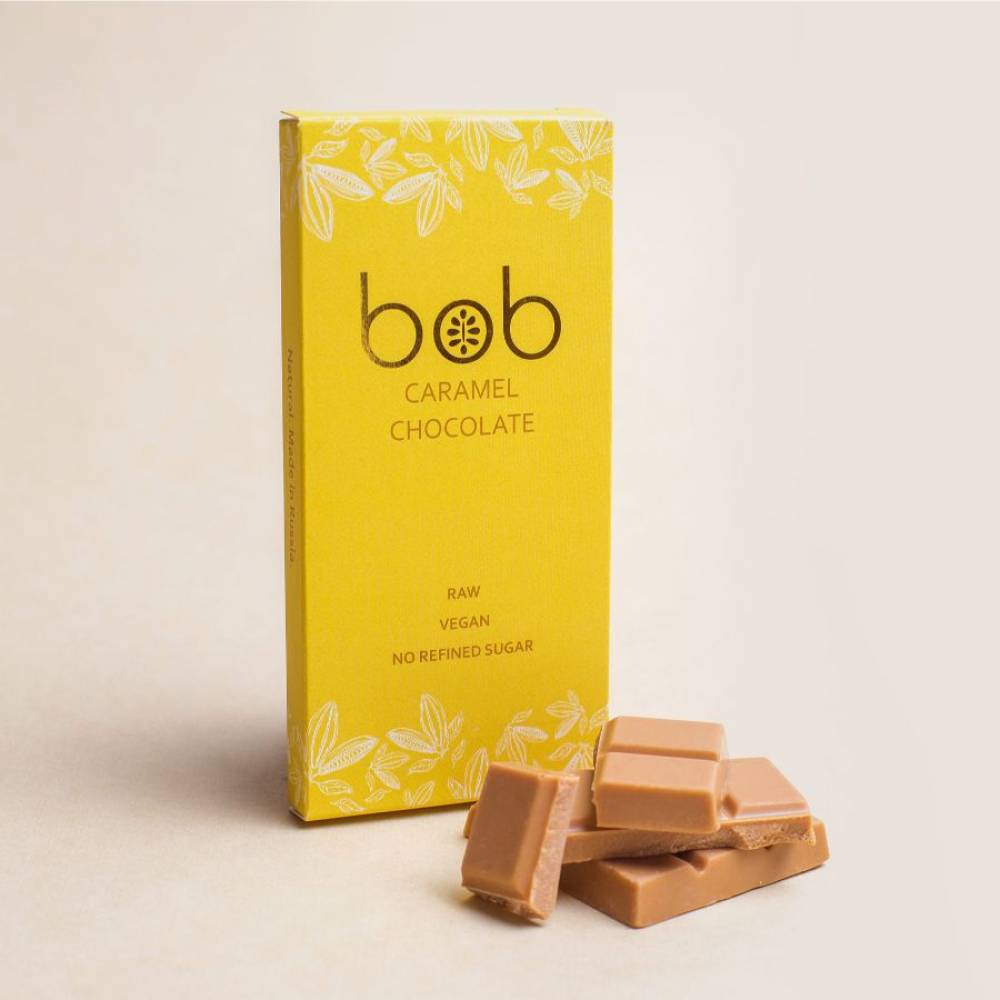 карамельный шоколад натуральный, rawbob, 50 гр - боб 104
