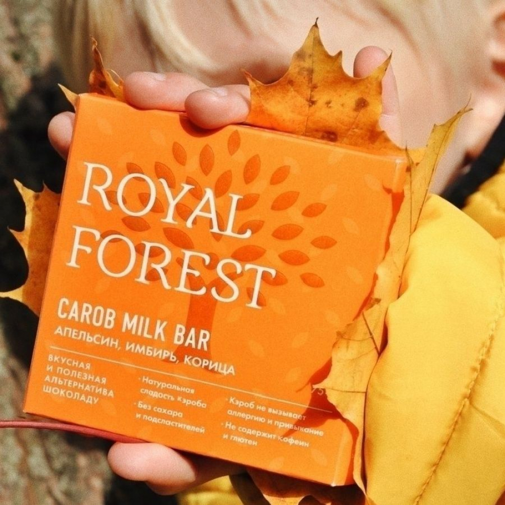 шоколад из кэроба royal forest с апельсином, имбирем, корицей, 75 гр - royal forest 110