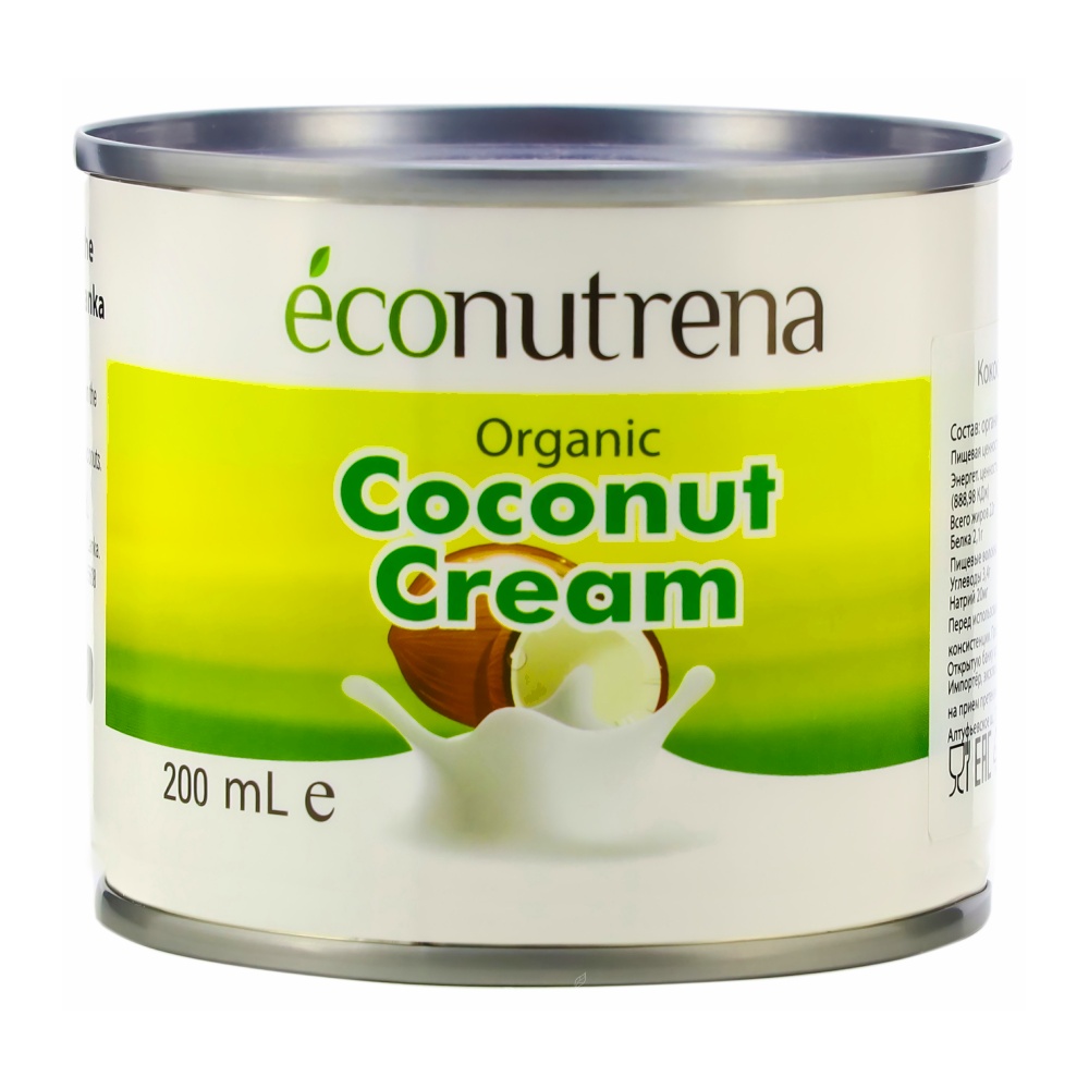 кокосовые сливки органические econutrena, жирность 22%, 200 мл - econutrena 103