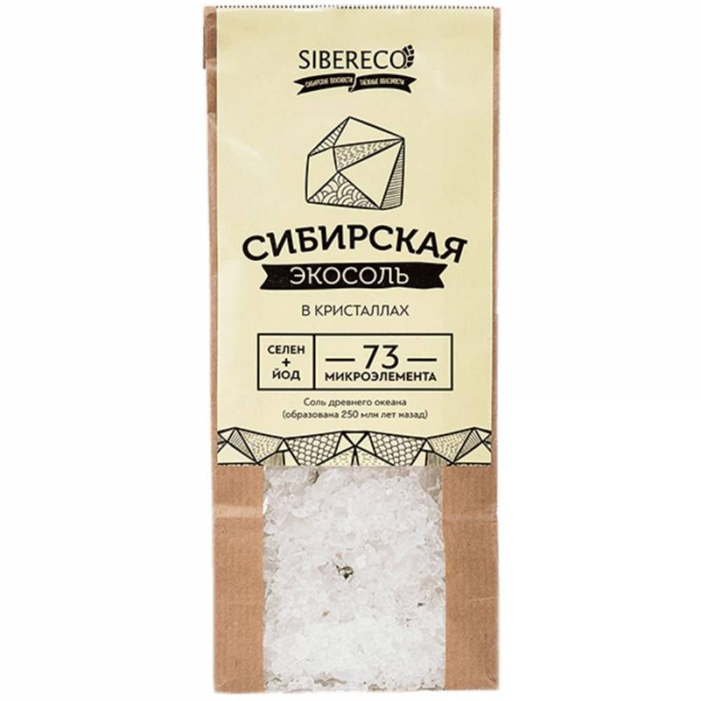 соль пищевая эко сибирская в кристаллах sibereco, 500 гр - sibereco 103
