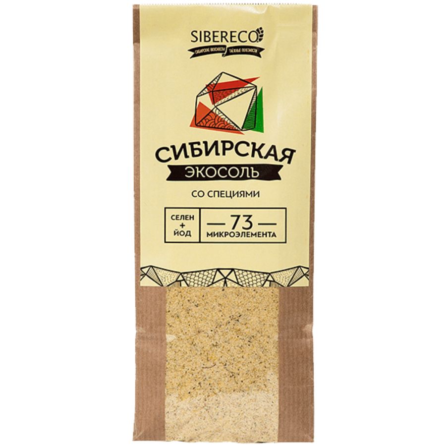 Соль пищевая ЭКО сибирская молотая с зеленью и специями SIBERECO, 500 гр
