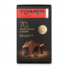 Горький шоколад 70% с кофе порционный Томер Expert, 70г