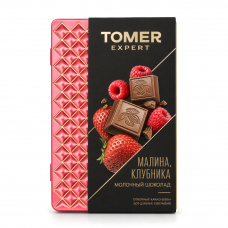 Молочный шоколад 31% с малиной и клубникой порционный Томер Expert, 90г