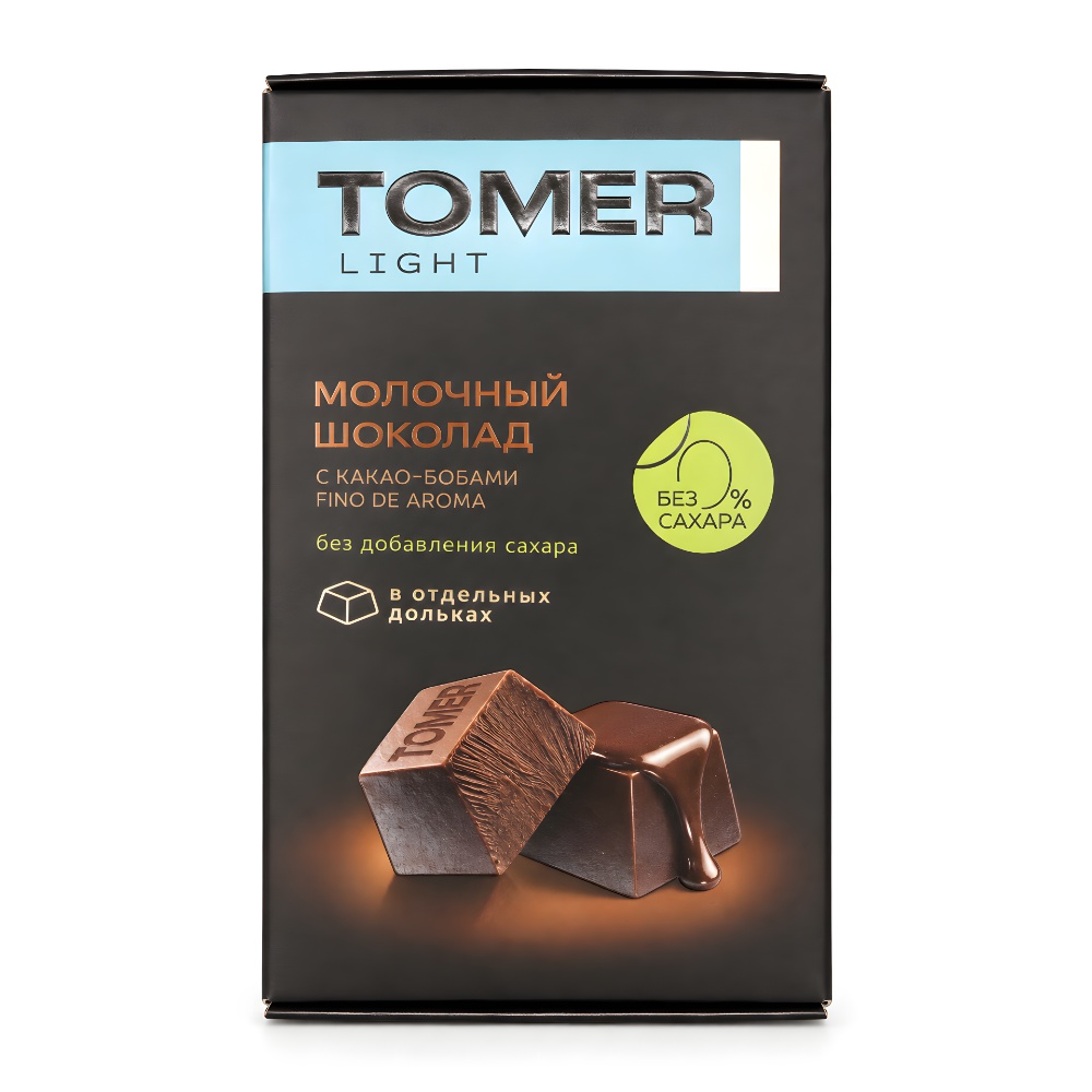 Молочный шоколад 33% без сахара порционный Томер Light, 90г Молочный шоколад 33% без сахара порционный Томер Light, 90г