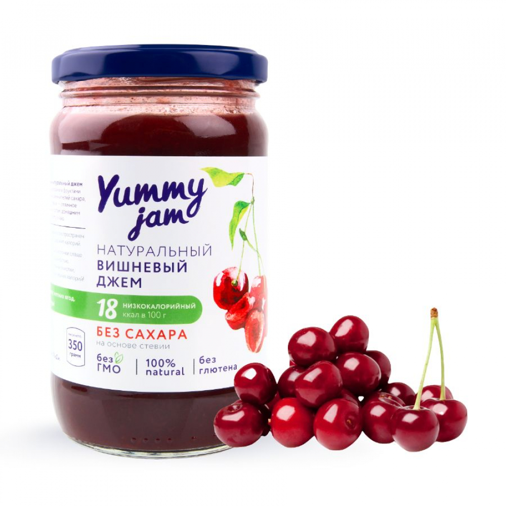натуральный низкокалорийный вишневый джем без сахара yummy jam, 350 гр - yummy jam 103