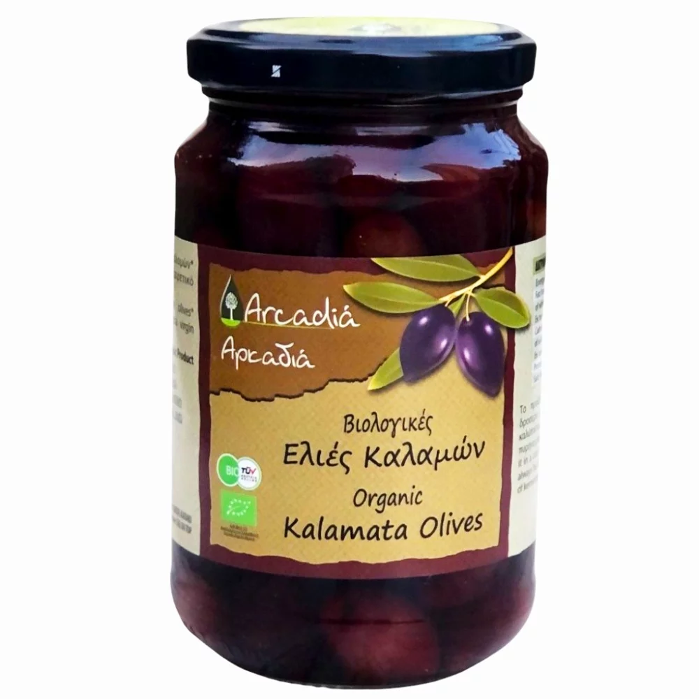 Оливки в стеклянной банке Arcadia Каламата PDO Organic с косточкой, 370 мл оливки в вакууме микс arcadia каламата и зеленые халкидики organic с косточкой, 200г - arcadia 79
