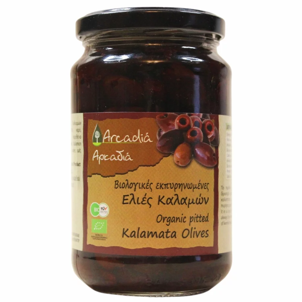 Оливки в стеклянной банке Arcadia Каламата PDO Organic без косточек, 370 мл оливки в вакууме микс arcadia каламата и зеленые халкидики organic с косточкой, 200г - arcadia 78