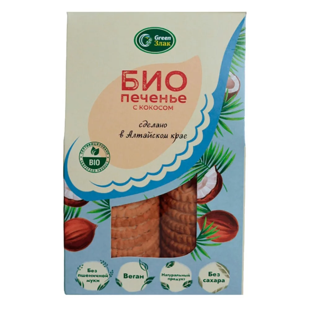 печенье овсяное без сахара био кукурузное с курагой green злак, 100г - green злак 80