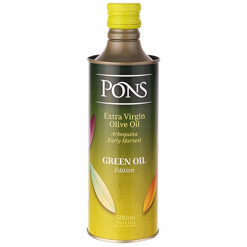 Оливковое масло Pons из зеленых оливок Green Oil Unfiltered Extra Virgin Испания ж/б, 500 мл оливковое масло pons reserve arbequina classic extra virgin испания, 500 мл - pons 80
