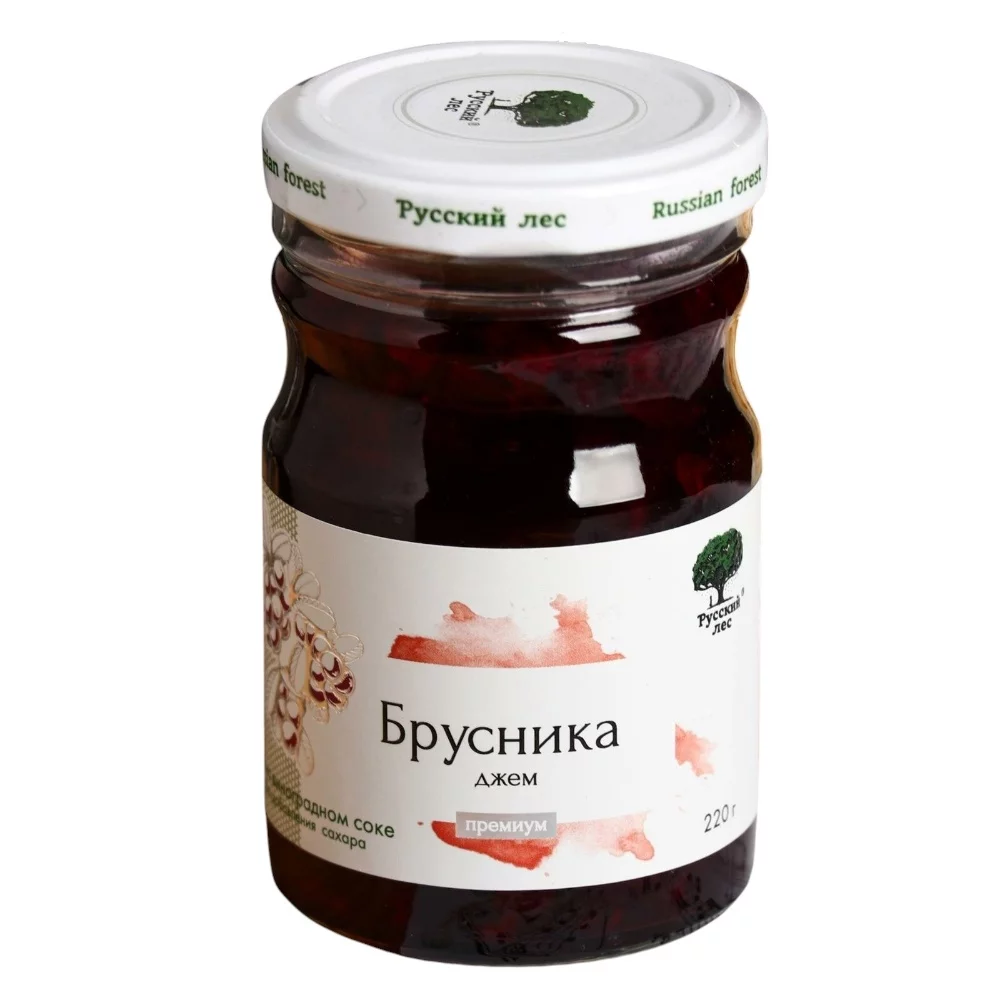 Джем без сахара Брусника Премиум 50% ягод Русский лес, 220г джем без сахара клубника премиум 50% ягод русский лес, 220г - русский лес 77