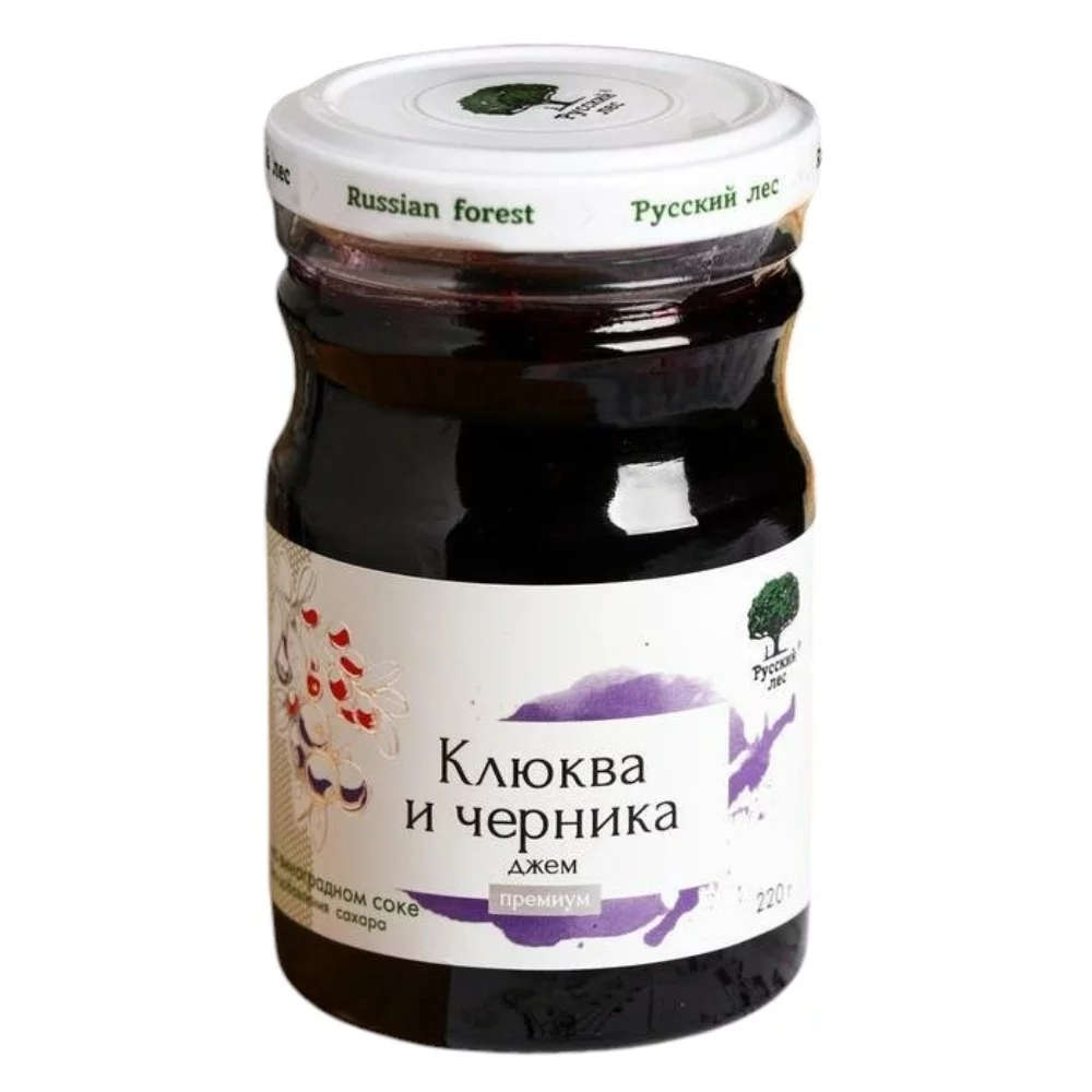 Джем без сахара Клюква-Черника Премиум 50% ягод Русский лес, 220г джем без сахара клубника премиум 50% ягод русский лес, 220г - русский лес 84