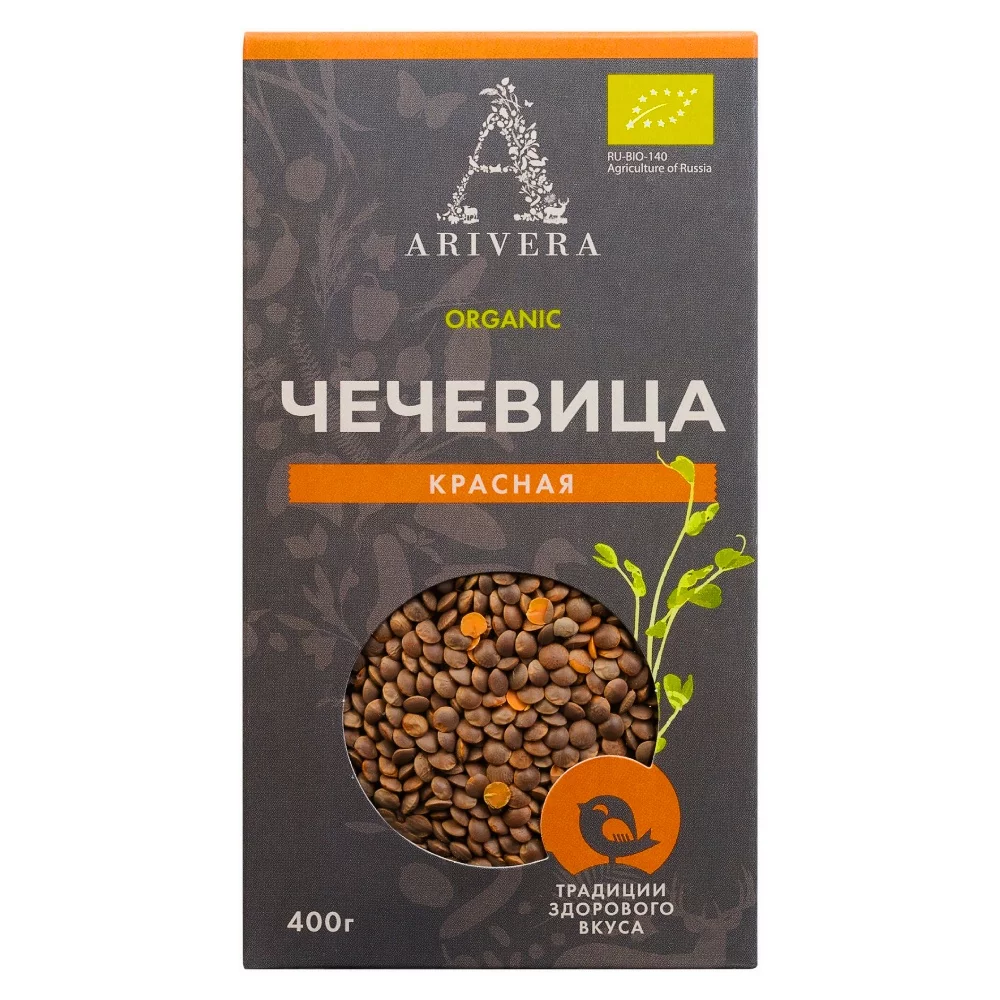 Чечевица Аривера красная Органик, 400г гречка аривера ядрица в варочных пакетах без глютена органик, 500г - аривера 84