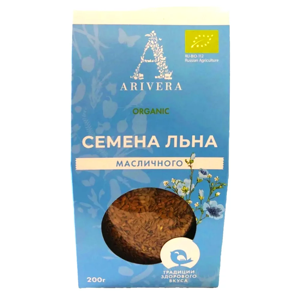 Льняные семечки Аривера льна масличного Органик, 200г гречка аривера ядрица в варочных пакетах без глютена органик, 500г - аривера 88